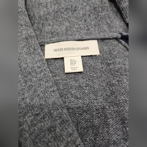 Men's lamb's wool cardigan sweater sz S gray blue, button down Frederik Anderson - Picture 4 of 5